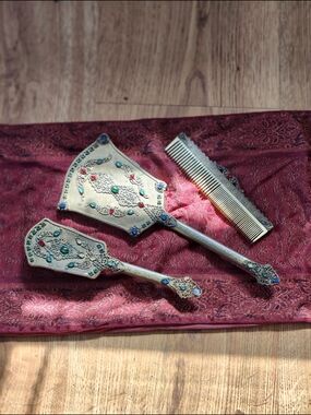 Antique Empire Art Gold 3 Piece Vanity Set